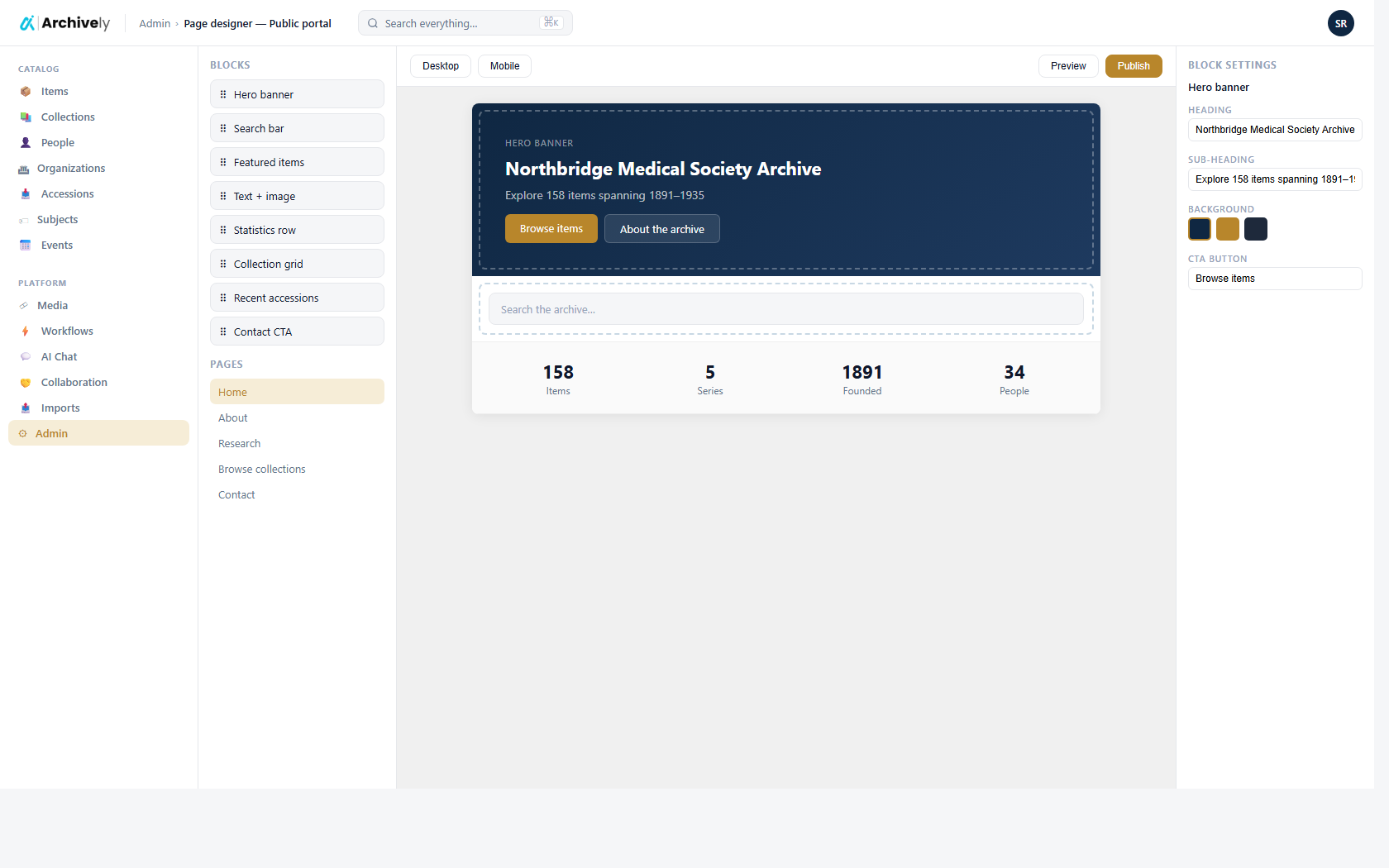 Visual page designer