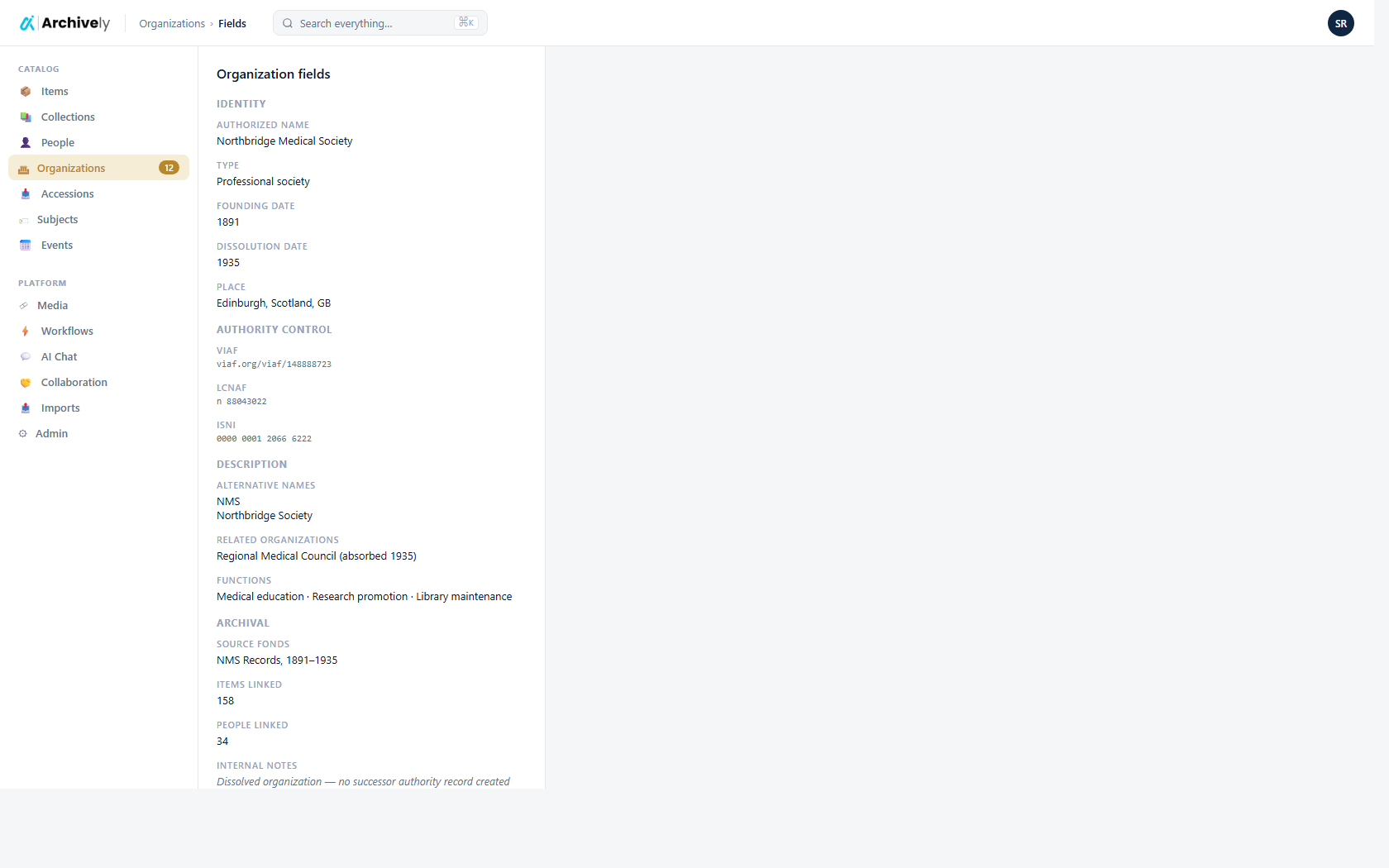 Organization fields