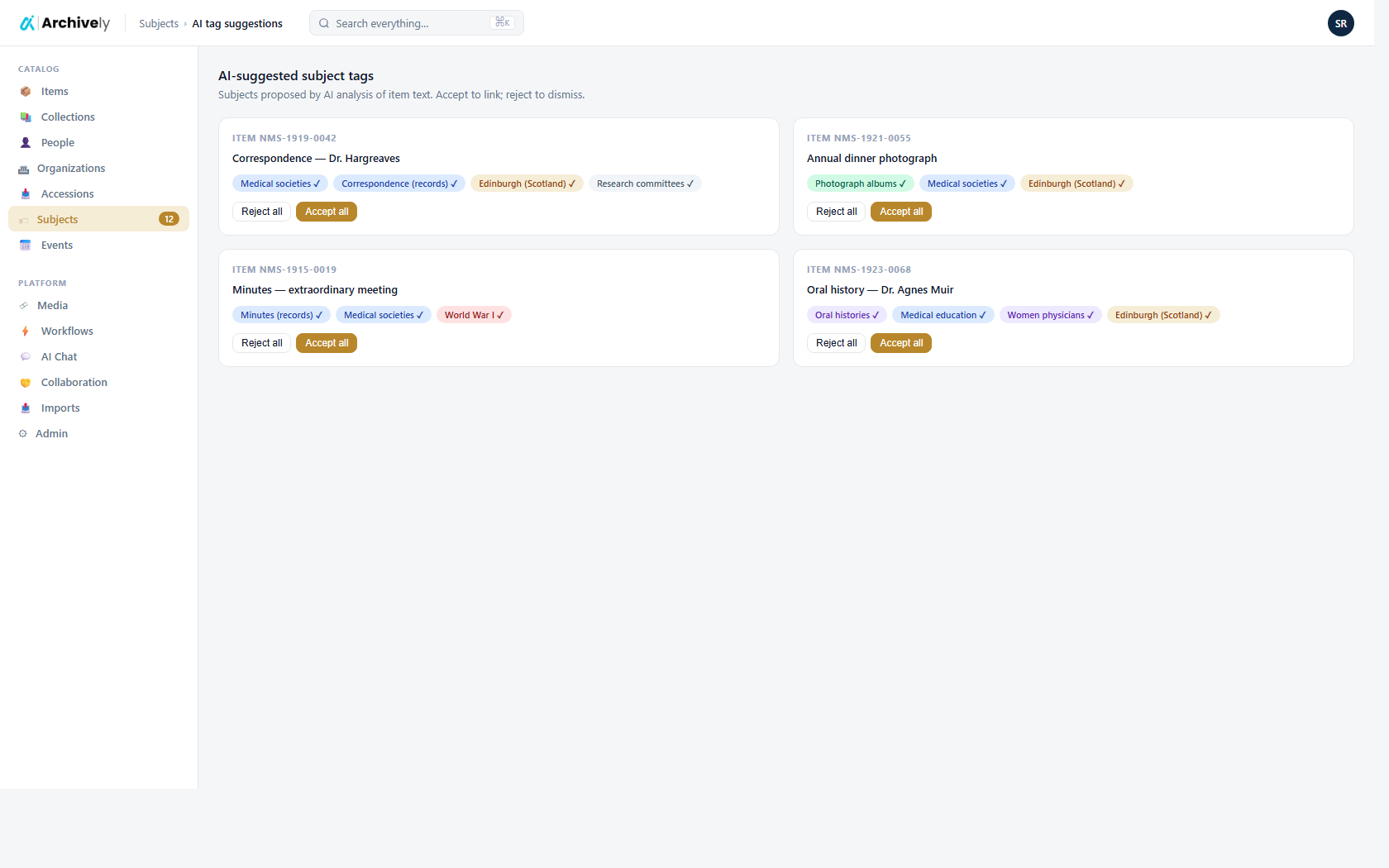 AI-suggested tags